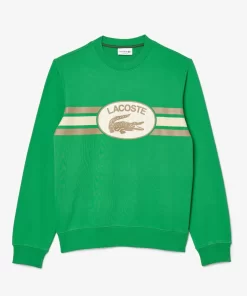 Lacoste Sweatshirts-Loose Fit Monogram Print Fleece Sweatshirt