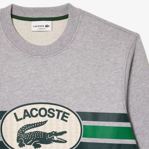 Lacoste Sweatshirts-Loose Fit Monogram Print Fleece Sweatshirt