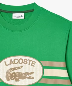 Lacoste Sweatshirts-Loose Fit Monogram Print Fleece Sweatshirt