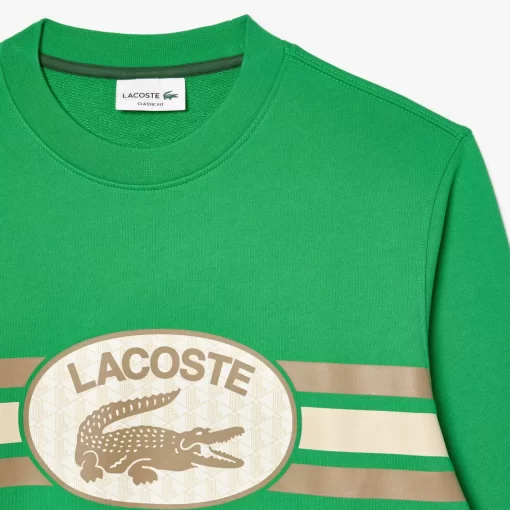 Lacoste Sweatshirts-Loose Fit Monogram Print Fleece Sweatshirt