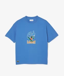 Lacoste Girl Clothing-Mascot Print T-Shirt