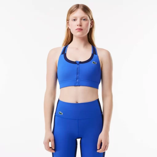 Lacoste Fitness & Training-Medium Support Colour-Block Stretch Sport Bralette