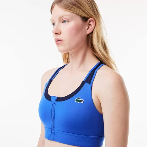 Lacoste Fitness & Training-Medium Support Colour-Block Stretch Sport Bralette