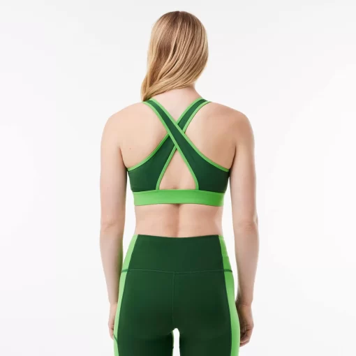 Lacoste Fitness & Training-Medium Support Colour-Block Stretch Sport Bralette