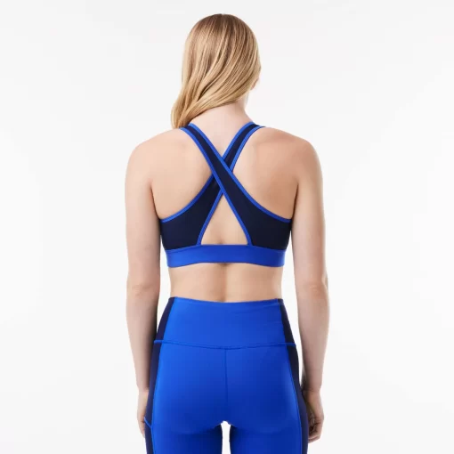 Lacoste Fitness & Training-Medium Support Colour-Block Stretch Sport Bralette