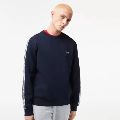 Lacoste Sweatshirts-Men'S Classic Fit Logo Stripe Flannel Jogger Sweatshirt