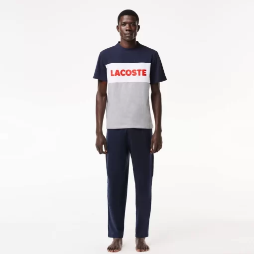 Lacoste Underwear & Lounge Wear-Men'S Colourblock Stretch Cotton Long Pyjama Set