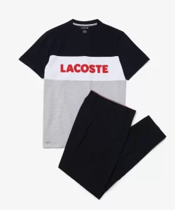 Lacoste Underwear & Lounge Wear-Men'S Colourblock Stretch Cotton Long Pyjama Set