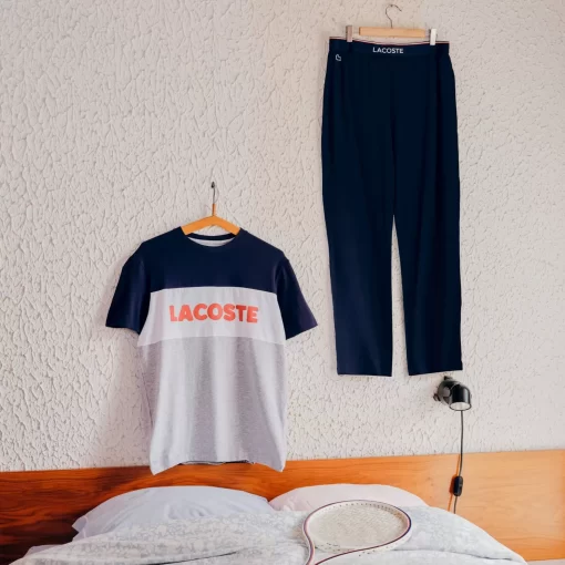 Lacoste Underwear & Lounge Wear-Men'S Colourblock Stretch Cotton Long Pyjama Set