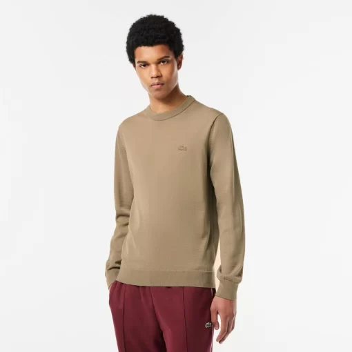 Lacoste Knitwear-Men'S Crew Neck Merino Wool Sweater