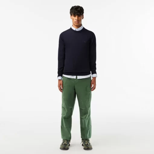 Lacoste Knitwear-Men'S Crew Neck Merino Wool Sweater