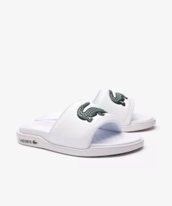 Lacoste Flip-Flops & Sandals-Men'S Croco Dualiste Synthetic Logo Strap Slides