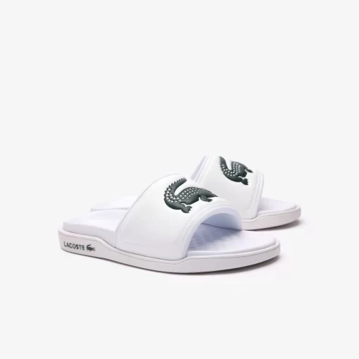 Lacoste Flip-Flops & Sandals-Men'S Croco Dualiste Synthetic Logo Strap Slides