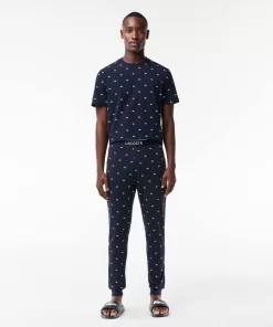 Lacoste Underwear & Lounge Wear-Men'S Crocodile Patterned Stretch Cotton Pyjama Pants