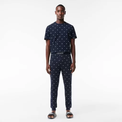 Lacoste Underwear & Lounge Wear-Men'S Crocodile Patterned Stretch Cotton Pyjama Pants