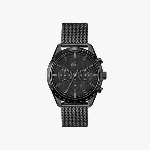 Lacoste Watches-Men'S Boston Black Steel Chronograph Watch