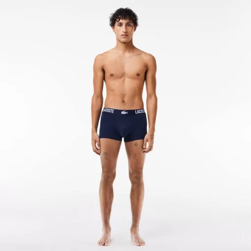 Lacoste Underwear & Lounge Wear-Men'S Branded Jersey Trunk Three-Pack