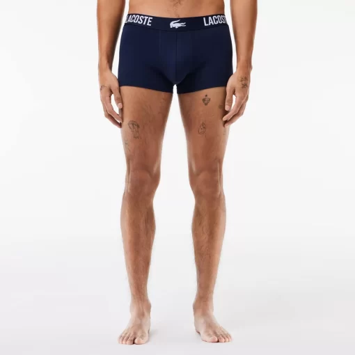 Lacoste Underwear & Lounge Wear-Men'S Branded Jersey Trunk Three-Pack