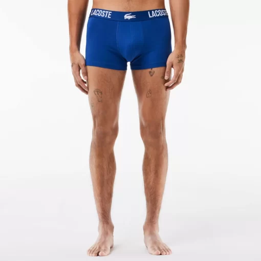 Lacoste Underwear & Lounge Wear-Men'S Branded Jersey Trunk Three-Pack