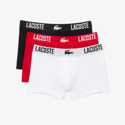 Lacoste Underwear & Lounge Wear-Men'S Branded Jersey Trunk Three-Pack