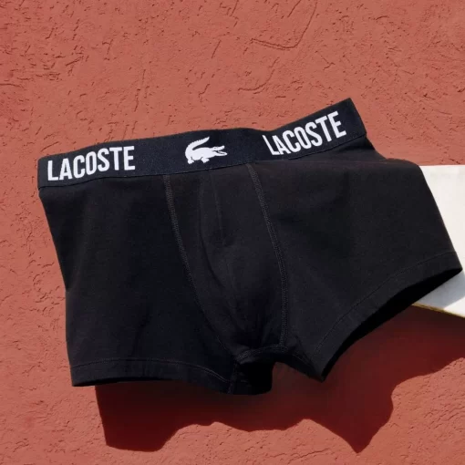 Lacoste Underwear & Lounge Wear-Men'S Branded Jersey Trunk Three-Pack