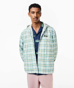 Lacoste Jackets & Coats-Men'S Checked Hooded Track Jacket