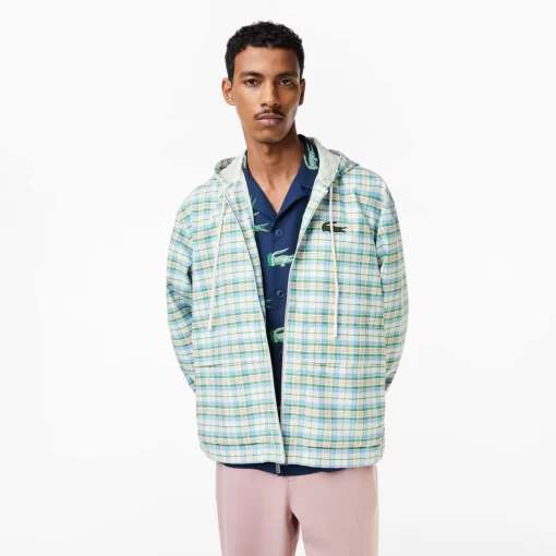 Lacoste Jackets & Coats-Men'S Checked Hooded Track Jacket