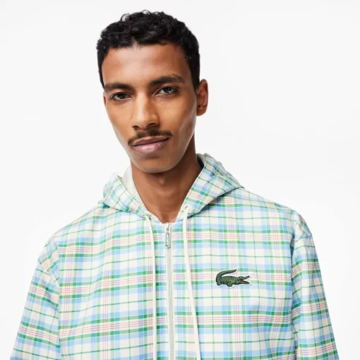 Lacoste Jackets & Coats-Men'S Checked Hooded Track Jacket