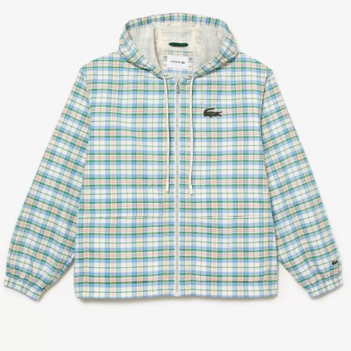 Lacoste Jackets & Coats-Men'S Checked Hooded Track Jacket