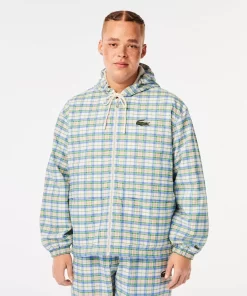 Lacoste Jackets & Coats-Men'S Checked Hooded Track Jacket