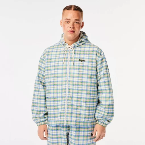 Lacoste Jackets & Coats-Men'S Checked Hooded Track Jacket