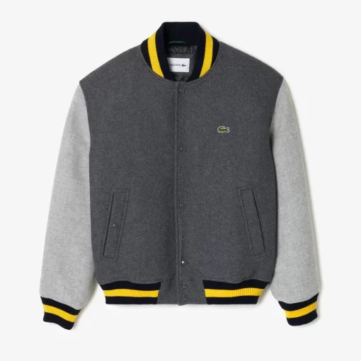 Lacoste Jackets & Coats-Men'S Colour-Block Short Blend Wool Varsity Jacket