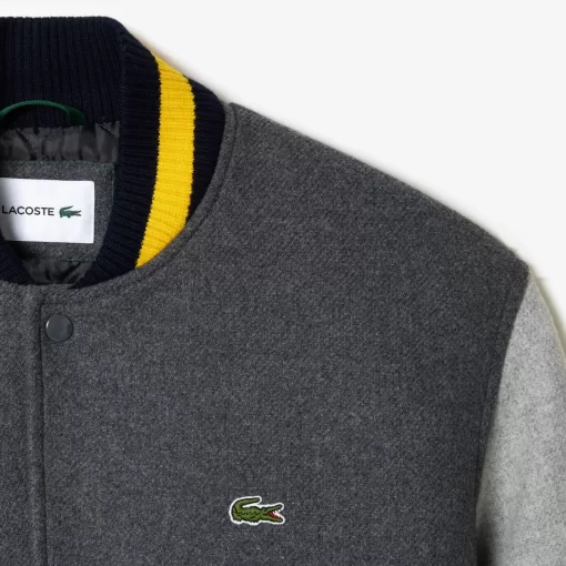 Lacoste Jackets & Coats-Men'S Colour-Block Short Blend Wool Varsity Jacket