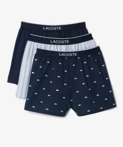 Lacoste Underwear & Lounge Wear-Men'S Cotton Poplin Boxer Three-Pack