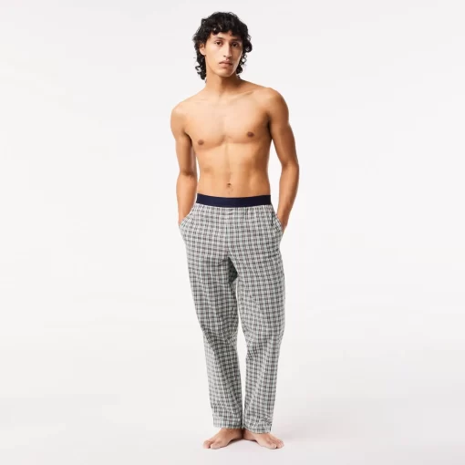 Lacoste Underwear & Lounge Wear-Men'S Cotton Poplin Check Print Pyjamas Pants