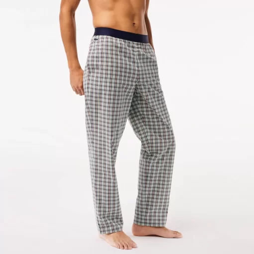 Lacoste Underwear & Lounge Wear-Men'S Cotton Poplin Check Print Pyjamas Pants