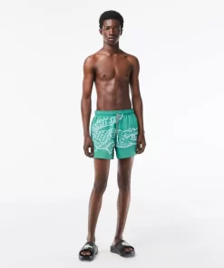 Lacoste Swimwear-Men'S Crocodile Print Swim Trunks