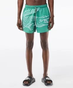 Lacoste Swimwear-Men'S Crocodile Print Swim Trunks