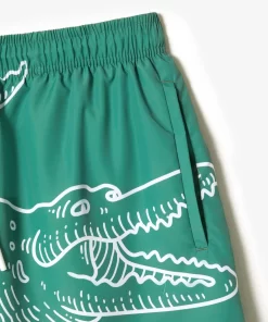 Lacoste Swimwear-Men'S Crocodile Print Swim Trunks