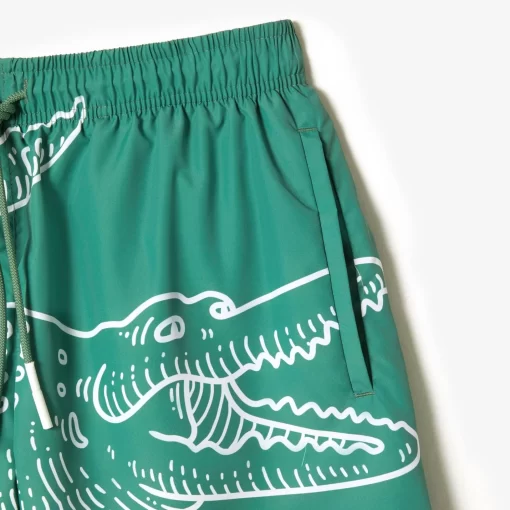 Lacoste Swimwear-Men'S Crocodile Print Swim Trunks