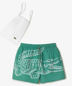 Lacoste Swimwear-Men'S Crocodile Print Swim Trunks