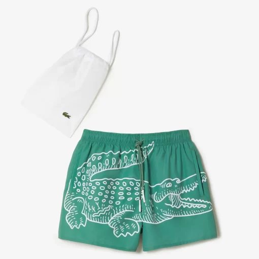 Lacoste Swimwear-Men'S Crocodile Print Swim Trunks