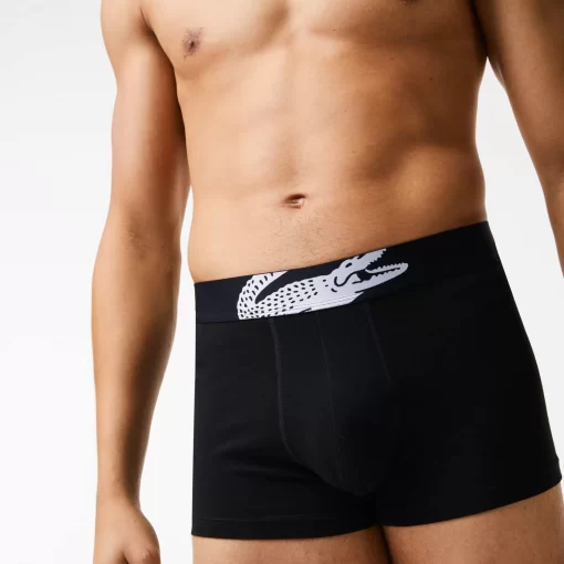 Lacoste Underwear & Lounge Wear-Men'S Crocodile Print Trunk Three-Pack