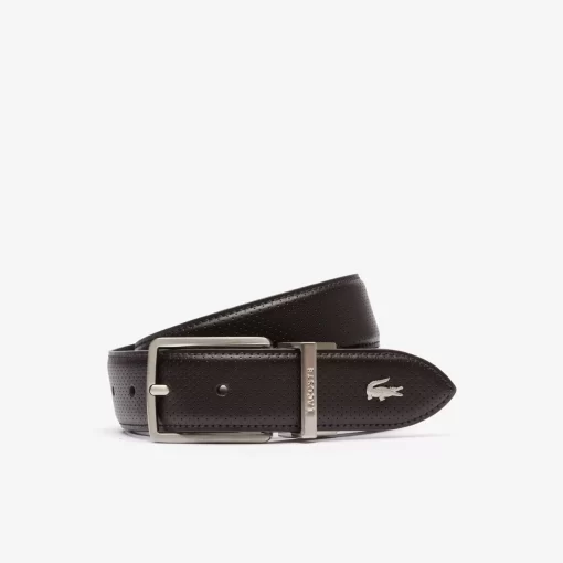 Lacoste Belts-Men'S Engraved Buckle Reversible Pique Leather Belt