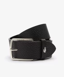 Lacoste Belts-Men'S Engraved Square Buckle Grained Leather Belt