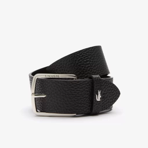 Lacoste Belts-Men'S Engraved Square Buckle Grained Leather Belt