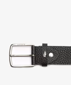 Lacoste Belts-Men'S Engraved Square Buckle Grained Leather Belt