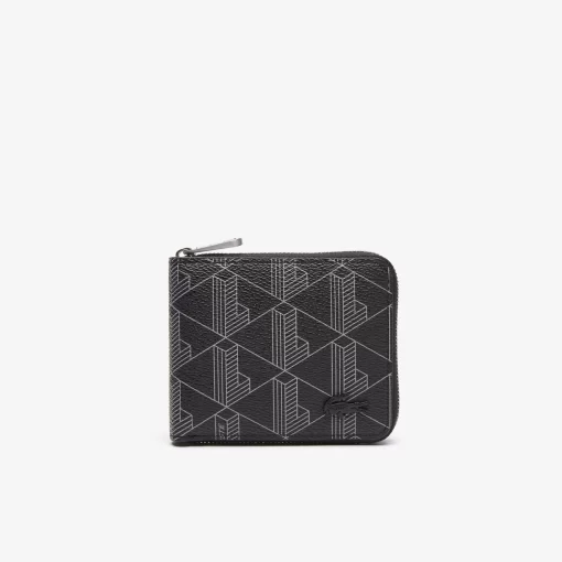 Lacoste Wallets & Small Leather Goods-Men'S Monogram Print Small Zip Wallet