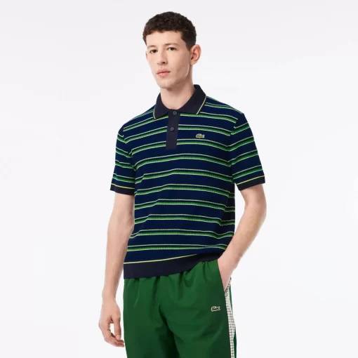 Lacoste Knitwear-Men'S Organic Cotton French Made Striped Polo Shirt