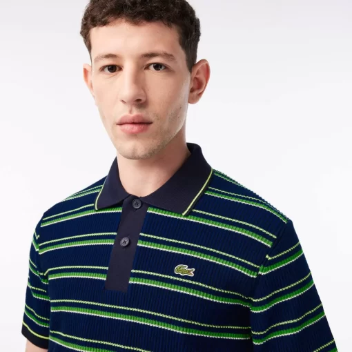 Lacoste Knitwear-Men'S Organic Cotton French Made Striped Polo Shirt